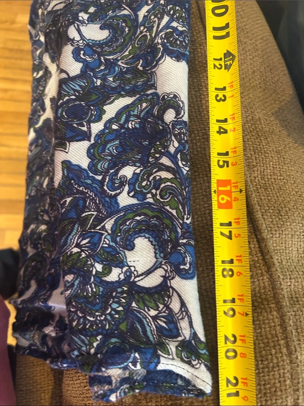 Jones New York Blue and White Paisley Fringe Scarf Wrap